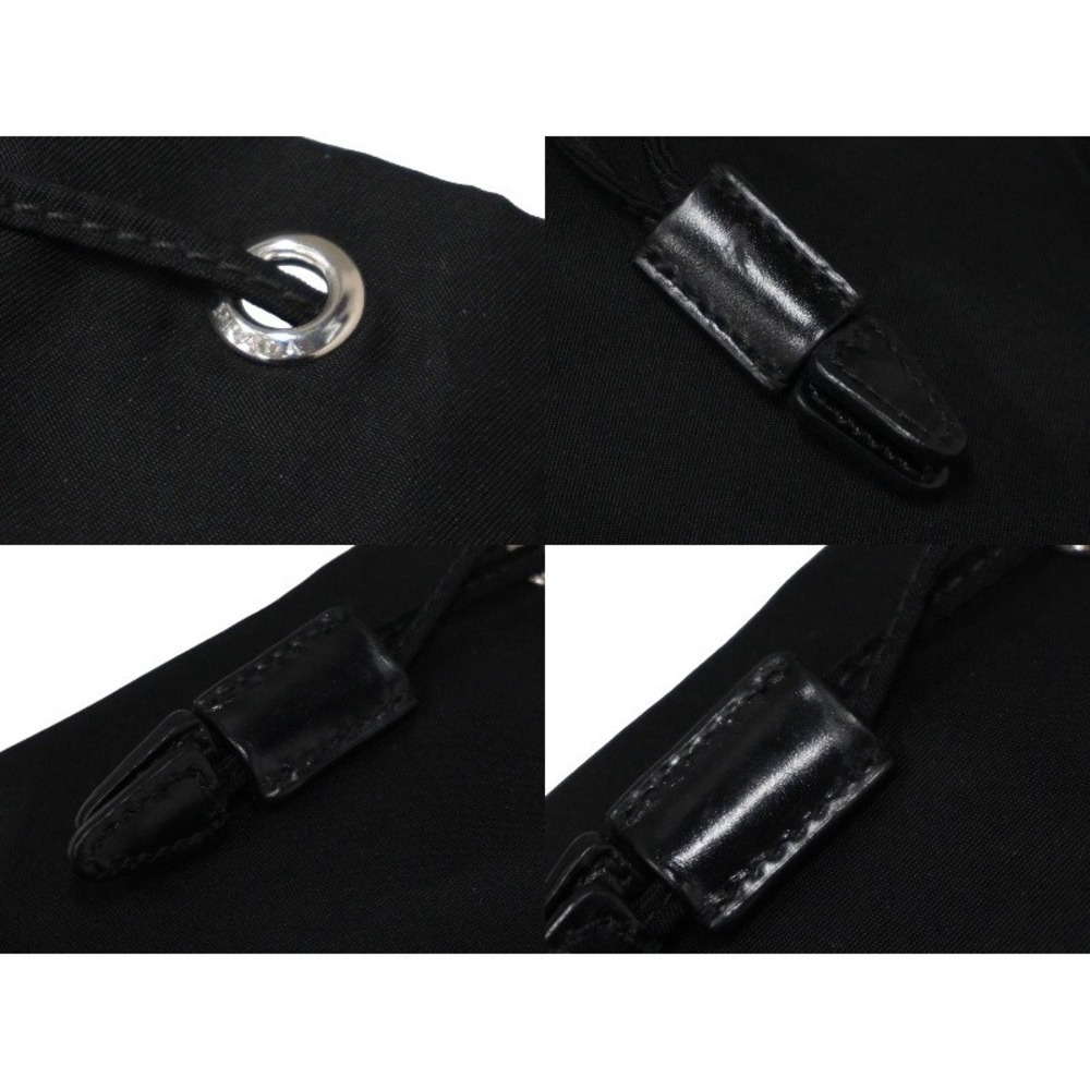 PRADA Drawstring Pouch Triangle Logo Tessuto Black - Picture 8 of 9